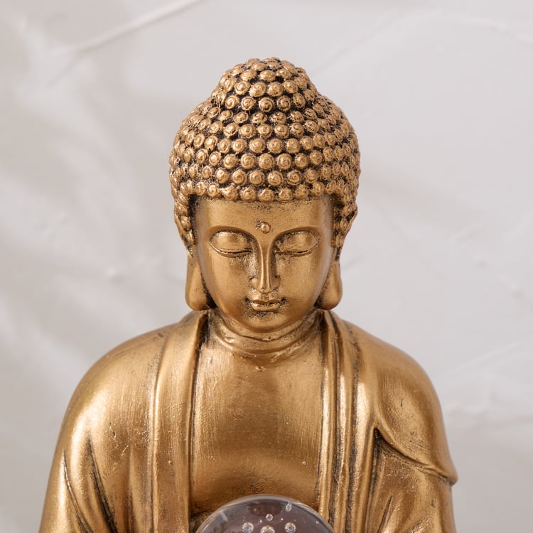 Alpine Polyresin Buddha with Rotating Ball Water Fountain - 20x25cm