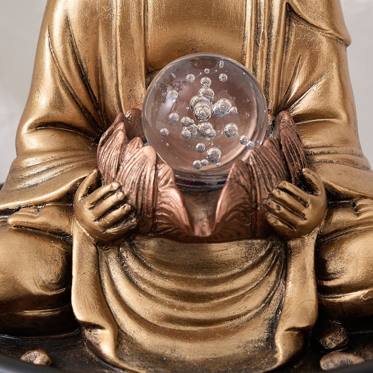 Alpine Polyresin Buddha with Rotating Ball Water Fountain - 20x25cm