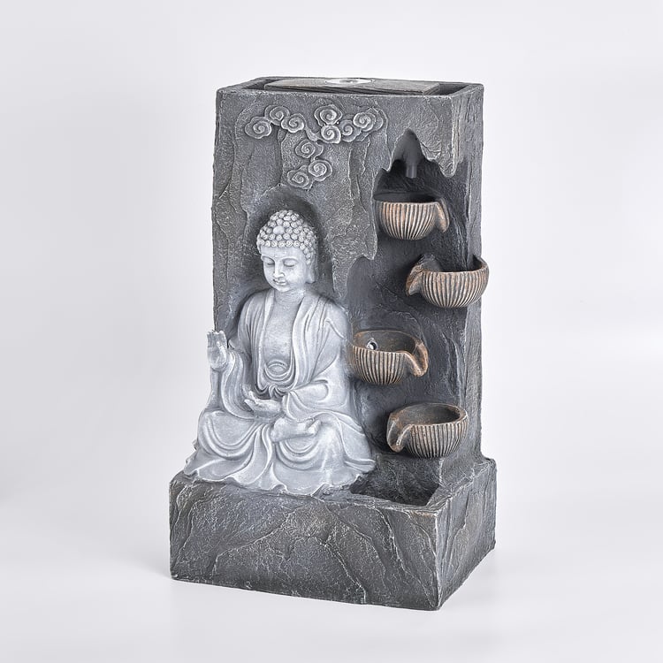Alpine Serene Polyresin Buddha Water Fountain - 25x18x43cm