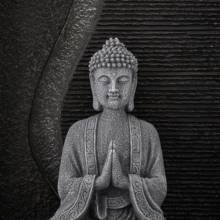 Cascade Polyresin Buddha Fountain - 47x36x89cm