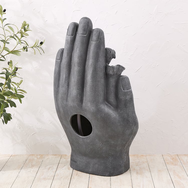 Cascade Polyresin Serene Buddha on Palm Water Fountain - 41x30x78cm