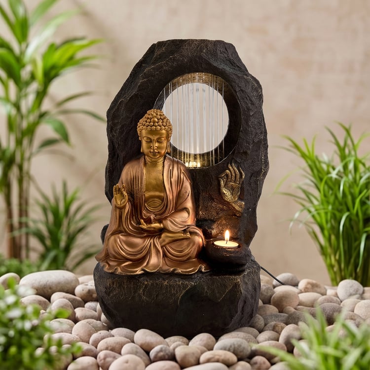 Corsica Alpine Polyresin Buddha Water Fountain - 23x45cm
