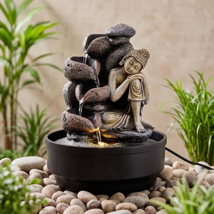 Corsica Alpine Polyresin Buddha Water Fountain - 21x28cm