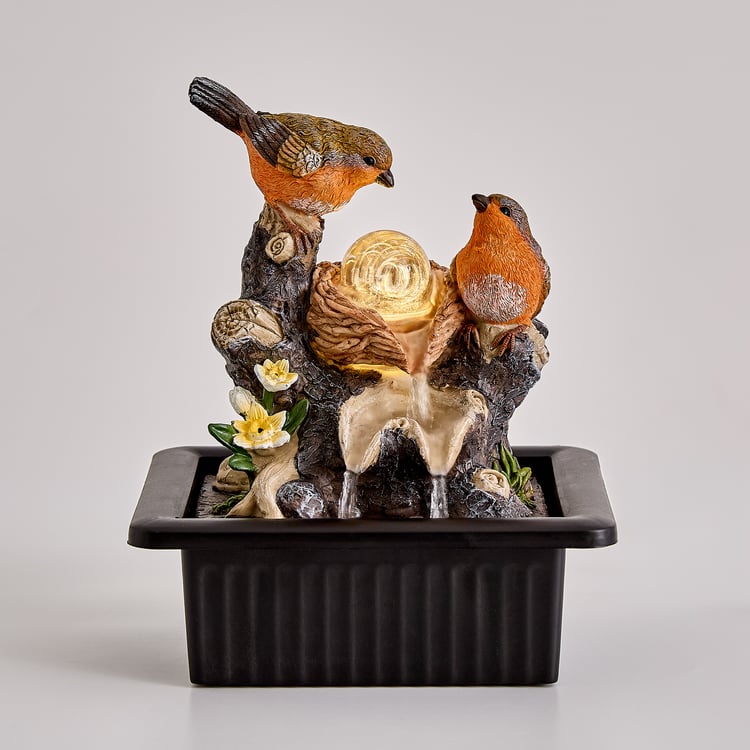 Corsica Alpine Polyresin Mini Birds with LED Rotating Ball Water Fountain - 21x25cm