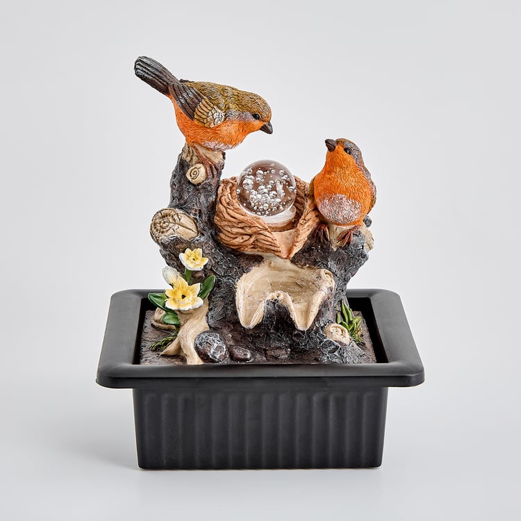Corsica Alpine Polyresin Mini Birds with LED Rotating Ball Water Fountain - 21x25cm