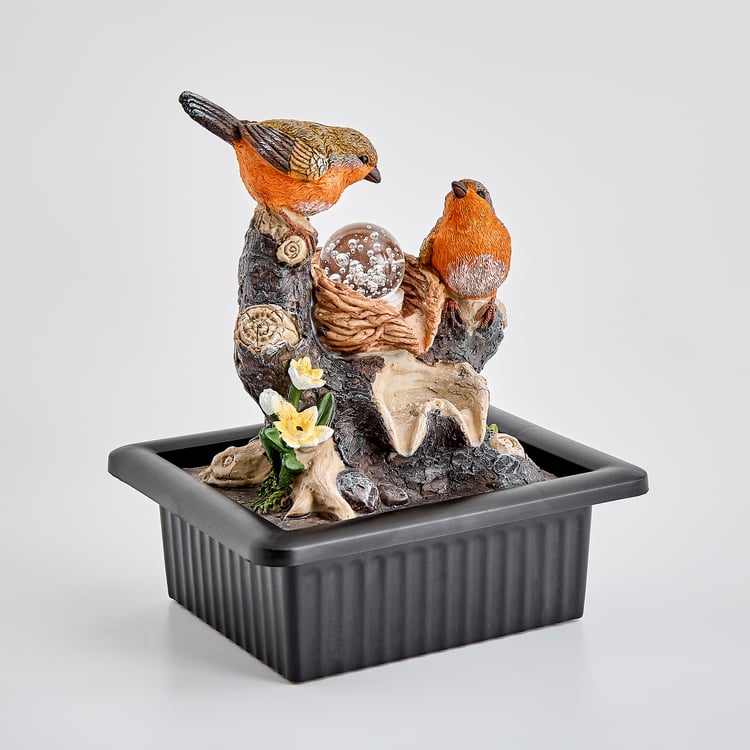Corsica Alpine Polyresin Mini Birds with LED Rotating Ball Water Fountain - 21x25cm