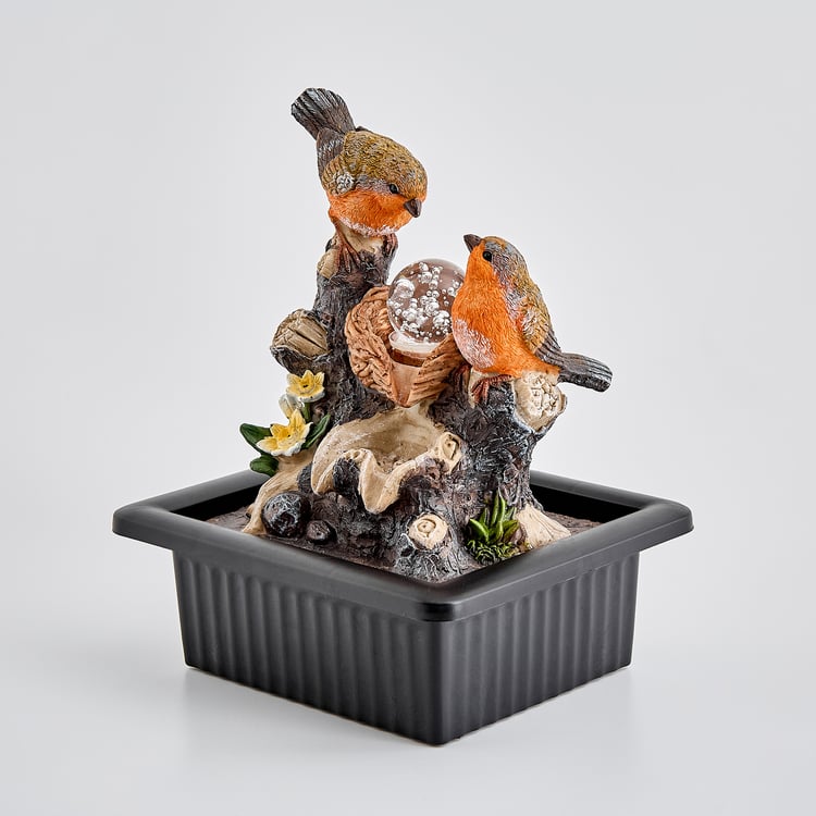 Corsica Alpine Polyresin Mini Birds with LED Rotating Ball Water Fountain - 21x25cm