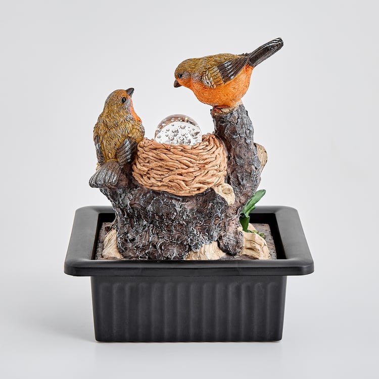 Corsica Alpine Polyresin Mini Birds with LED Rotating Ball Water Fountain - 21x25cm