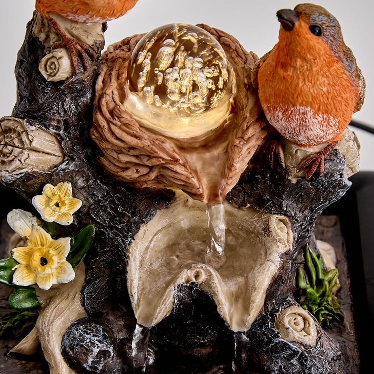 Corsica Alpine Polyresin Mini Birds with LED Rotating Ball Water Fountain - 21x25cm