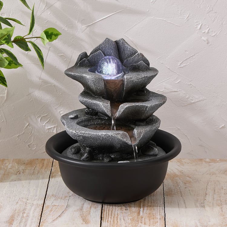 Alpine Modern Polyresin Diya with Rotating Ball Water Fountain - 20x23cm