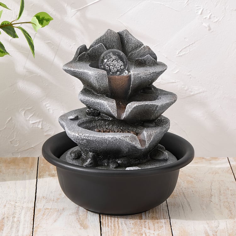 Alpine Modern Polyresin Diya with Rotating Ball Water Fountain - 20x23cm