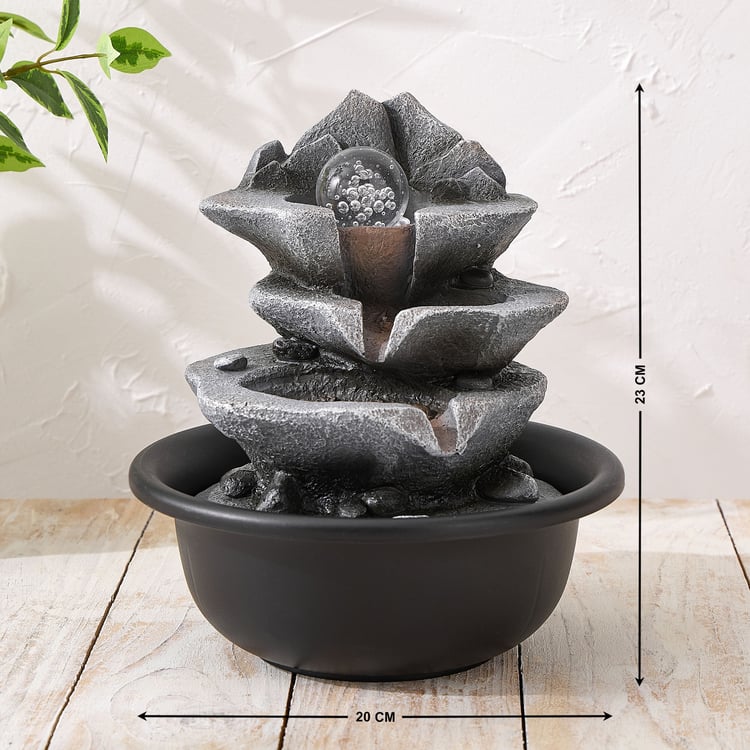 Alpine Modern Polyresin Diya with Rotating Ball Water Fountain - 20x23cm
