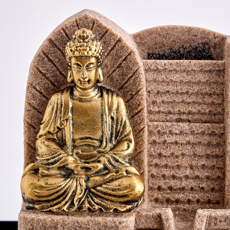 Corsica Alpine Polyresin Mini Buddha Water Fountain - 13x12.5x18cm