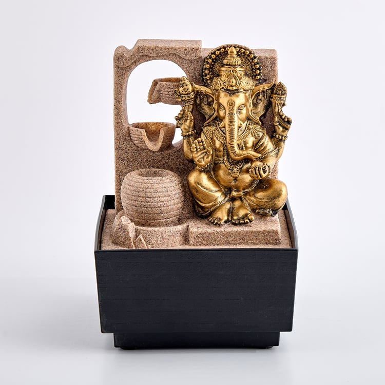 Corsica Alpine Polyresin Mini Ganesha Water Fountain - 13x12.5x18cm