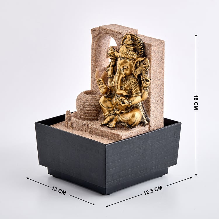 Corsica Alpine Polyresin Mini Ganesha Water Fountain - 13x12.5x18cm