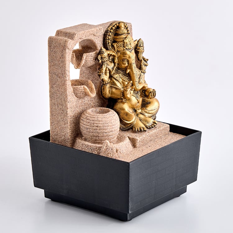 Corsica Alpine Polyresin Mini Ganesha Water Fountain - 13x12.5x18cm