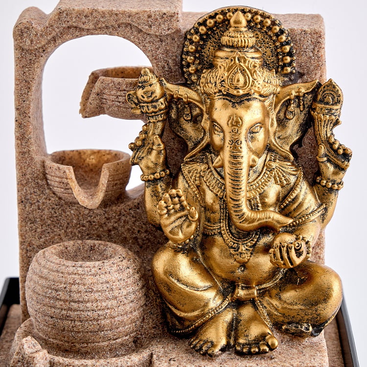 Corsica Alpine Polyresin Mini Ganesha Water Fountain - 13x12.5x18cm
