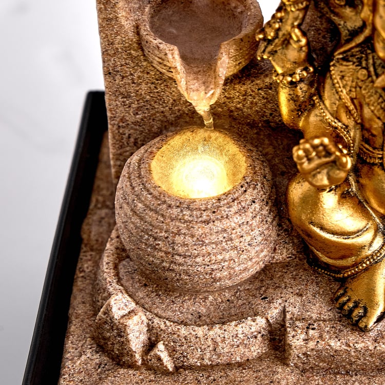 Corsica Alpine Polyresin Mini Ganesha Water Fountain - 13x12.5x18cm