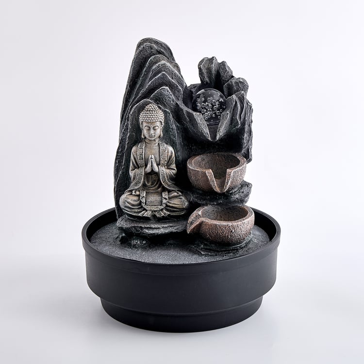 Corsica Alpine Polyresin Buddha with LED Rotating Ball Water Fountain - 22x28cm