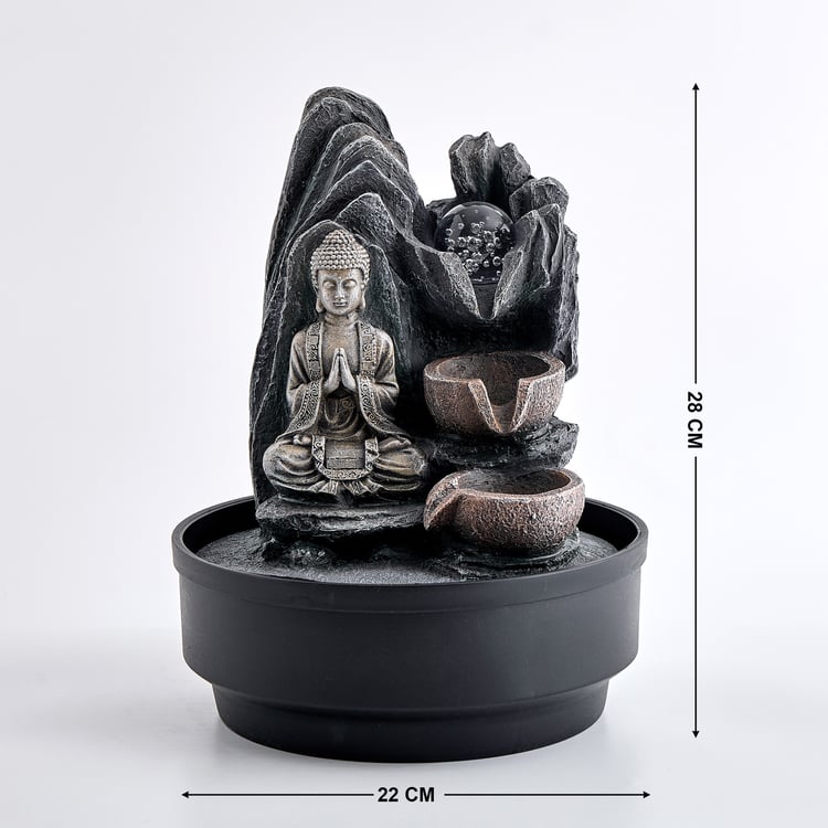 Corsica Alpine Polyresin Buddha with LED Rotating Ball Water Fountain - 22x28cm