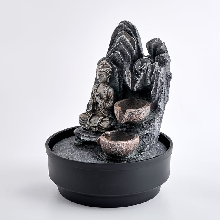 Corsica Alpine Polyresin Buddha with LED Rotating Ball Water Fountain - 22x28cm