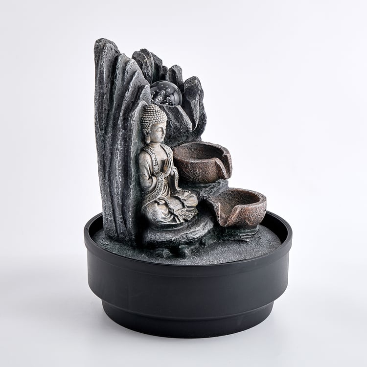 Corsica Alpine Polyresin Buddha with LED Rotating Ball Water Fountain - 22x28cm