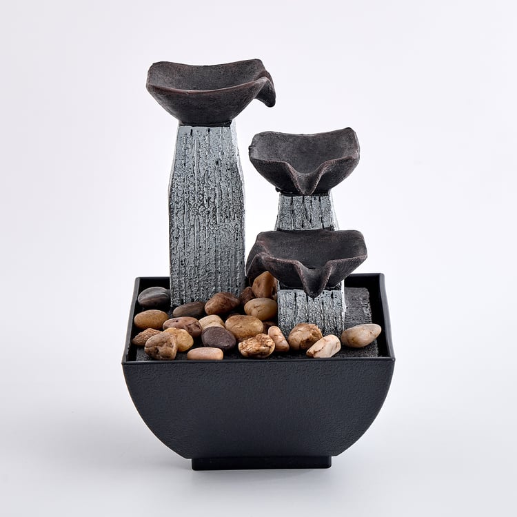 Corsica Alpine Polyresin Mini Diya Water Fountain - 13x13x19.5cm