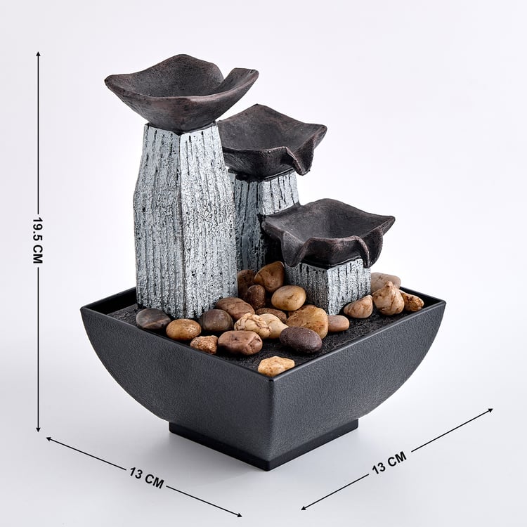 Corsica Alpine Polyresin Mini Diya Water Fountain - 13x13x19.5cm