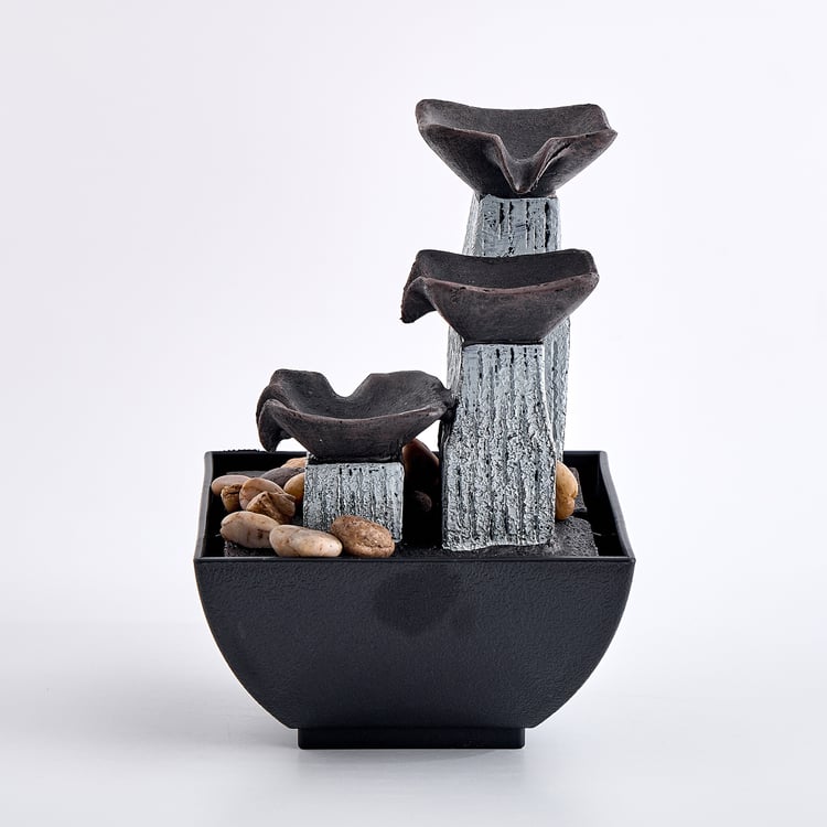 Corsica Alpine Polyresin Mini Diya Water Fountain - 13x13x19.5cm