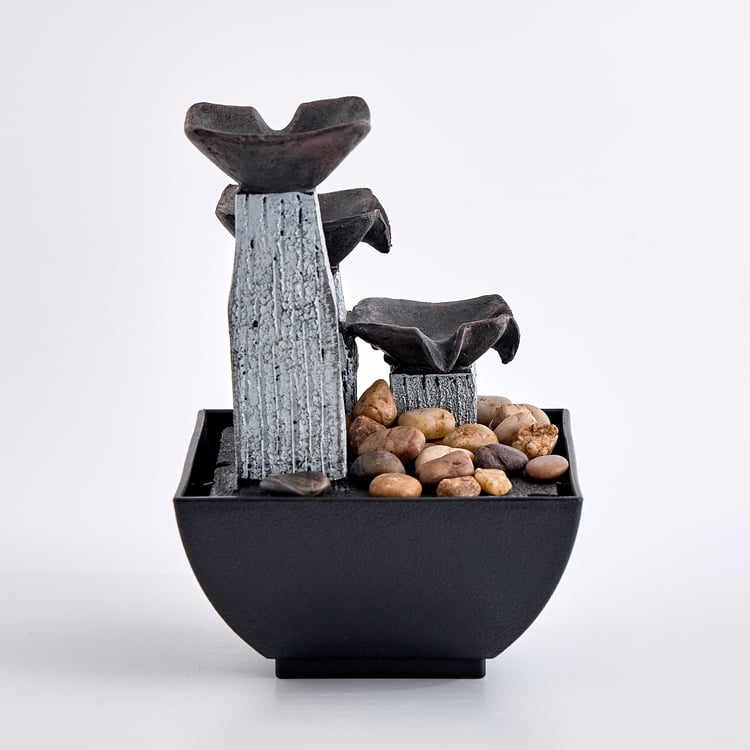 Corsica Alpine Polyresin Mini Diya Water Fountain - 13x13x19.5cm