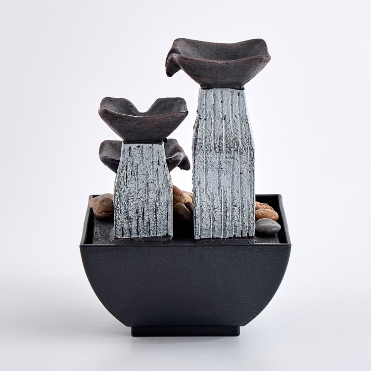 Corsica Alpine Polyresin Mini Diya Water Fountain - 13x13x19.5cm
