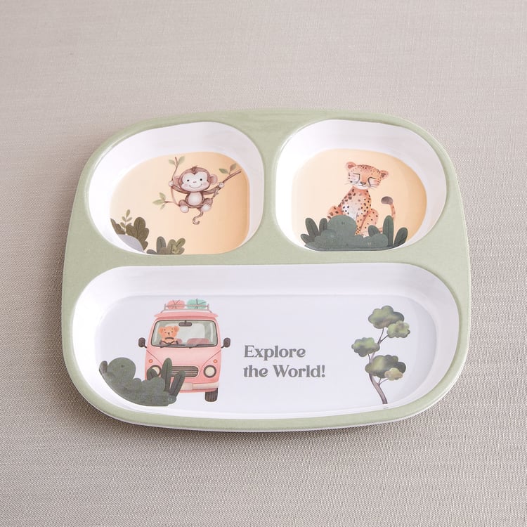 Slate Kids Safari Squad Melamine Partitioned Plate - 24x22cm