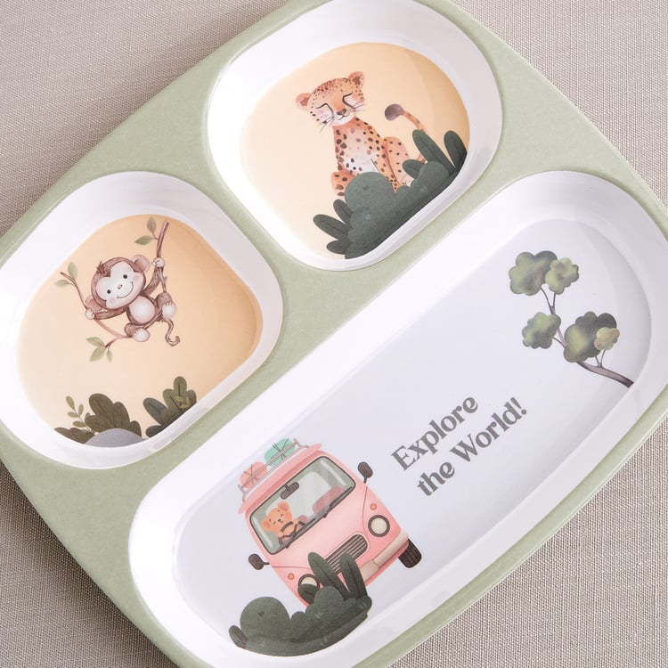 Slate Kids Safari Squad Melamine Partitioned Plate - 24x22cm