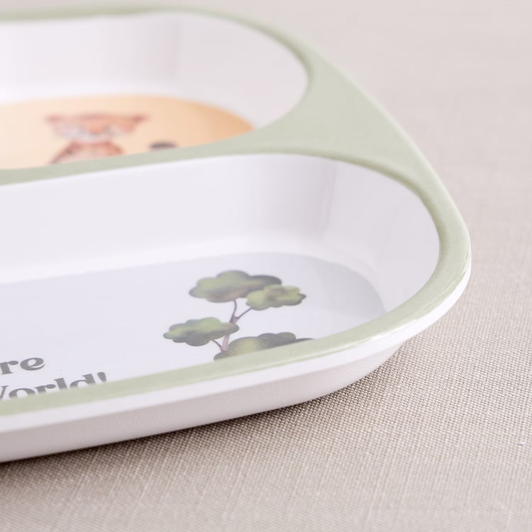Slate Kids Safari Squad Melamine Partitioned Plate - 24x22cm