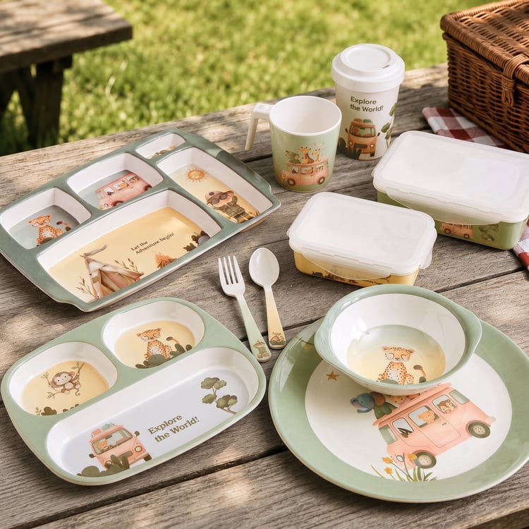 Slate Kids Safari Squad Melamine Printed Lunch Box - 800ml
