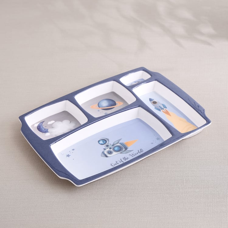 Slate Kids Space Dino Melamine Partitioned Plate - 31x23cm