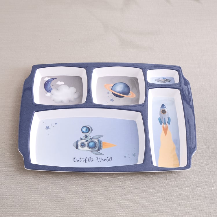 Slate Kids Space Dino Melamine Partitioned Plate - 31x23cm