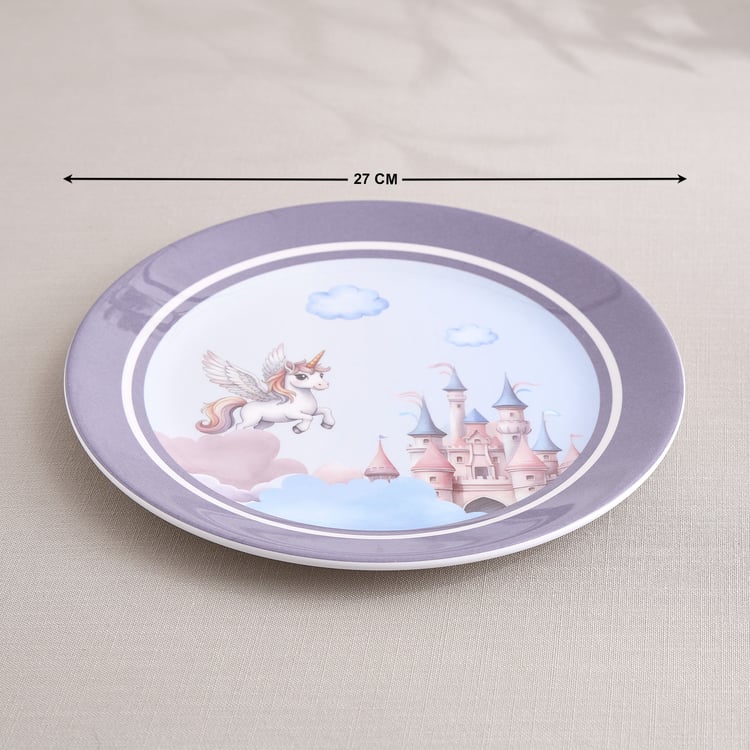 Slate Kids Unicorn Melamine Printed Dinner Plate - 27cm