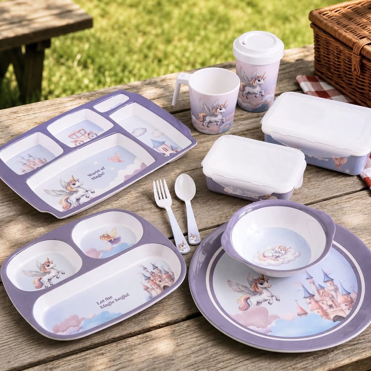 Slate Kids Unicorn Melamine Printed Lunch Box - 800ml