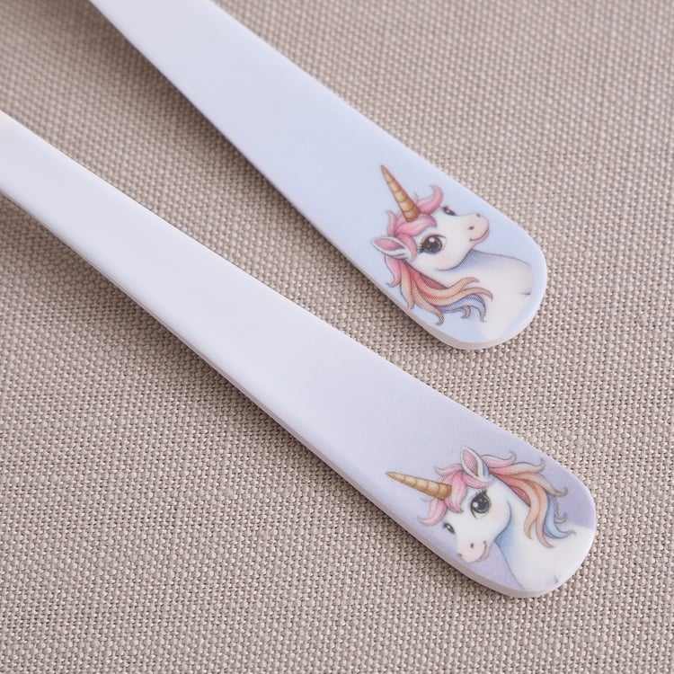 Slate Kids Unicorn 2Pcs Melamine Printed Spoon and Fork Set