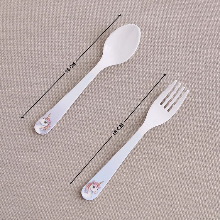 Slate Kids Unicorn 2Pcs Melamine Printed Spoon and Fork Set