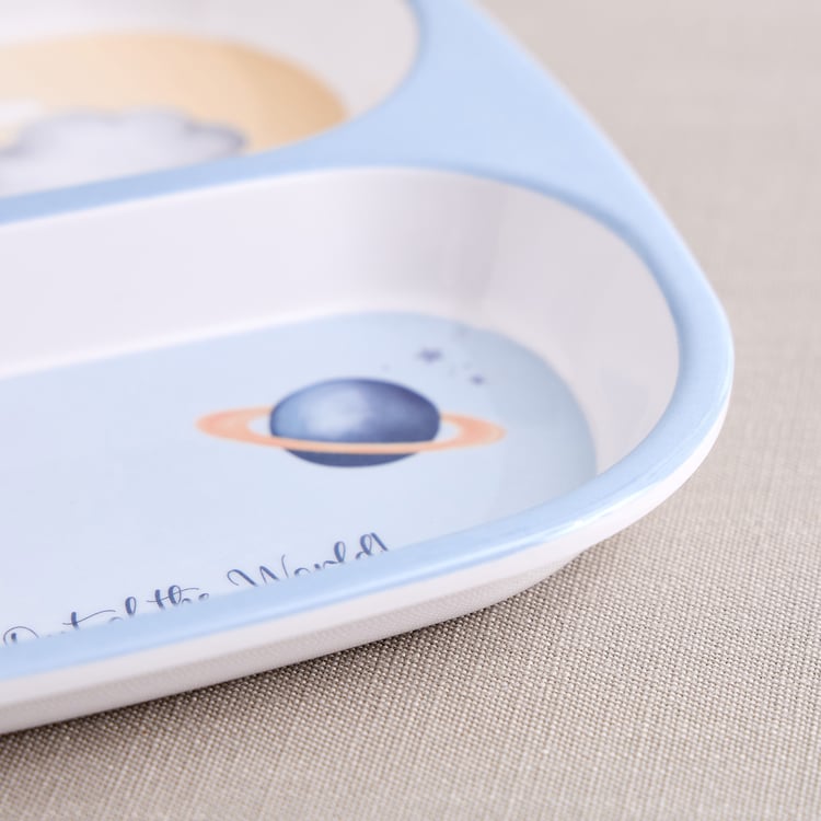 Slate Kids Space Dino Melamine Printed Partitioned Plate - 24x21cm