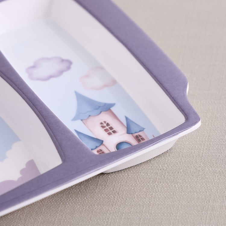 Slate Kids Unicorn Melamine Printed Partitioned Plate - 31x23cm