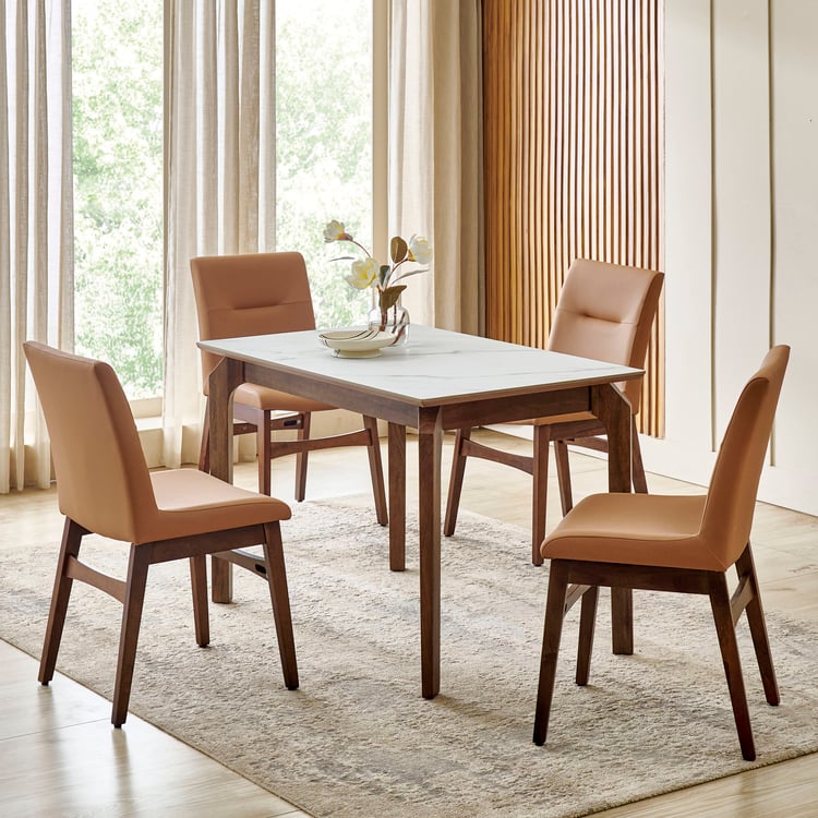 Falcon NXT Ceramic Top 4-Seater Dining Set with Chairs - White