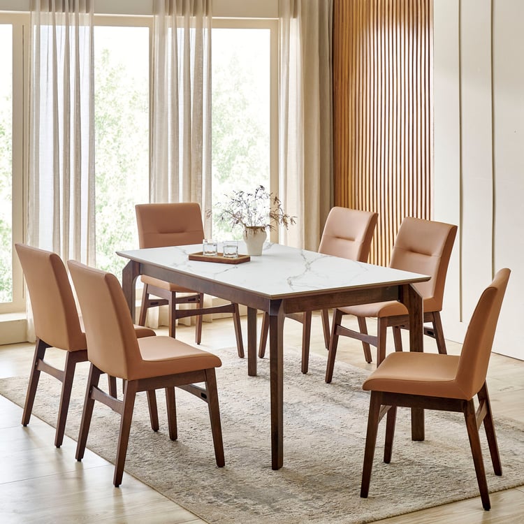 Falcon NXT Ceramic Top 6-Seater Dining Set with Chairs - White