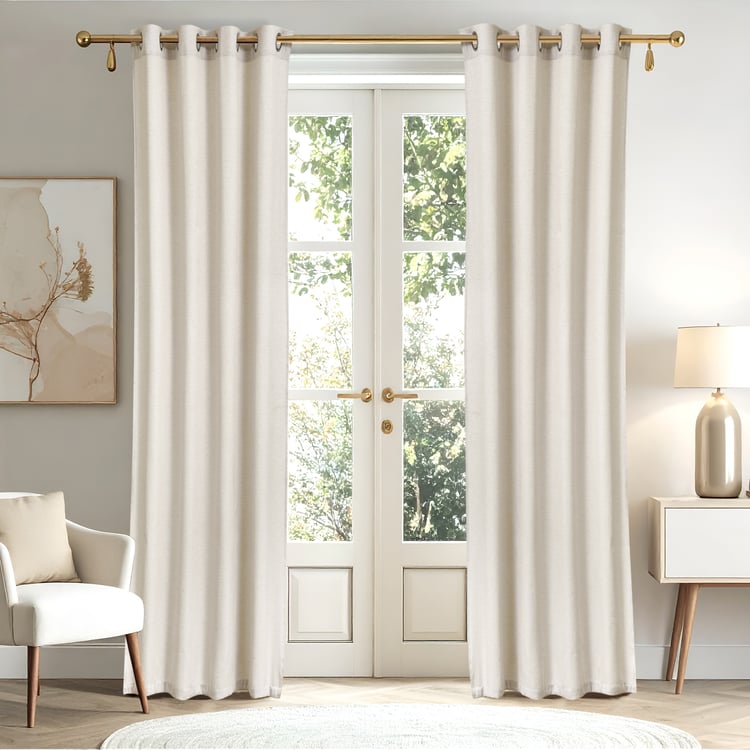 Henley Chevron Set of 2 Jacquard Light Filtering Window Curtains - 7.3ft (225cm)