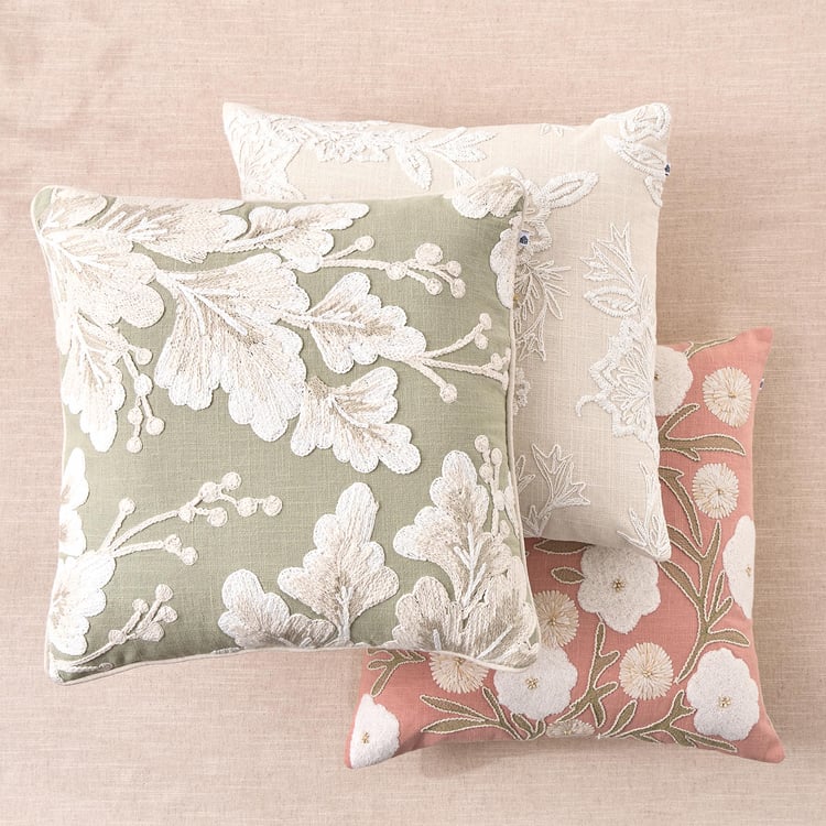 Poetry Buds Dori Embroidered Cushion Cover - 45x45cm