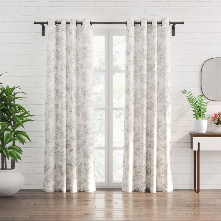 Amaira Set of 2 Floral Printed Sheer Door Curtains - 7.3ft (225cm)