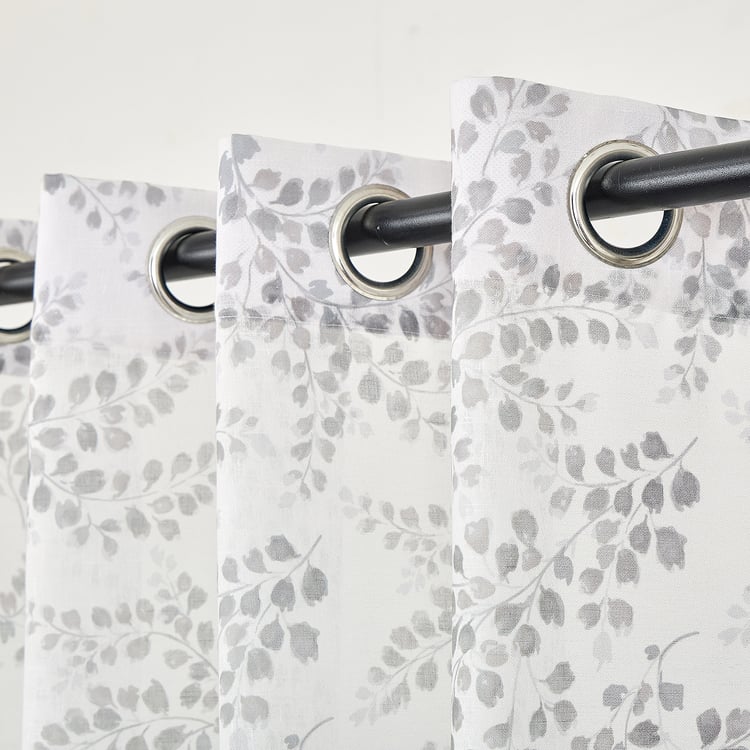 Amaira Set of 2 Floral Printed Sheer Door Curtains - 7.3ft (225cm)