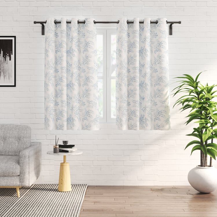 Corsica Erene Set of 2 Floral Print Sheer Window Curtains - 5.2ft (160cm)